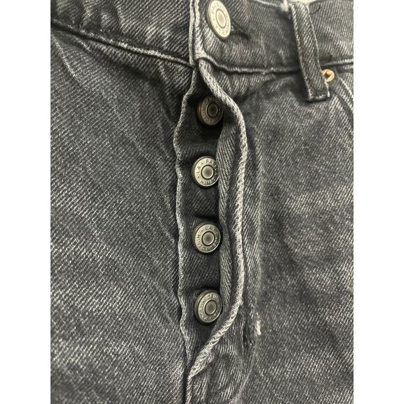 Pac Sun High Rise Icon Short Hyper Distressed Shorts 26 Button Fly Black Vintage - Picture 2 of 7